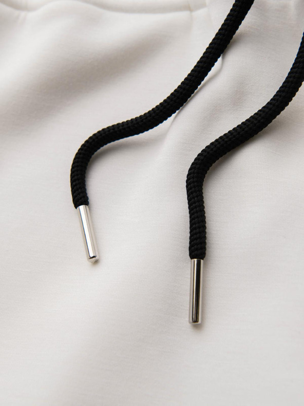 Ombre Clothing Pánske tepláky so žebrovanými nohavicami a gumovým potlačou - biele V2 OM-PASK-0223 Ombre Clothing