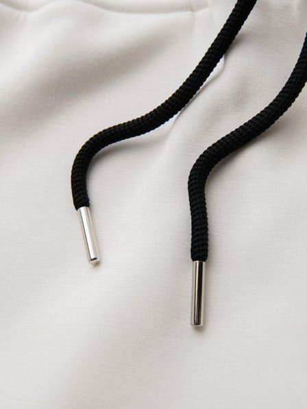 Ombre Clothing Pánske tepláky so žebrovanými nohavicami a gumovým potlačou - biele V2 OM-PASK-0223 Ombre Clothing