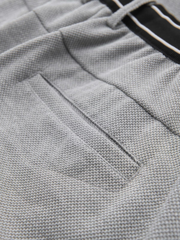 Ombre Clothing Pánske pletené nohavice s pružným pásom - svetlo sivé V1 OM-PACP-0116 Ombre Clothing