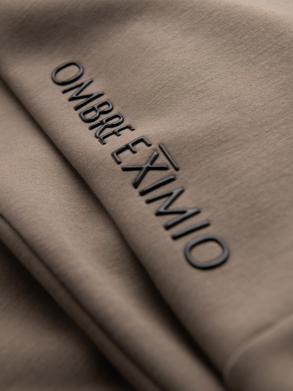 Ombre Clothing Pánske tepláky so žebrovanými nohavicami a gumovým potlačou - popol V3 OM-PASK-0223 Ombre Clothing