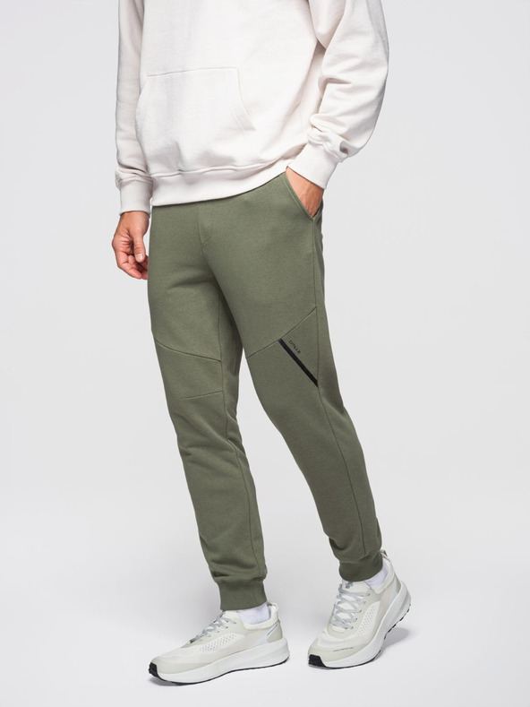 Ombre Clothing Pánske tepláky joggers - olivové V4 OM-PASK-0280 Ombre Clothing