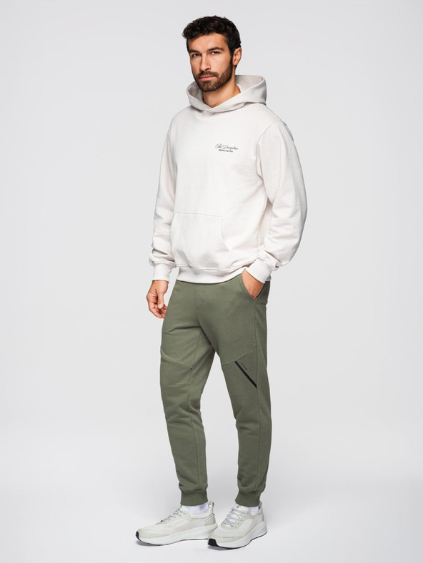 Ombre Clothing Pánske tepláky joggers - olivové V4 OM-PASK-0280 Ombre Clothing