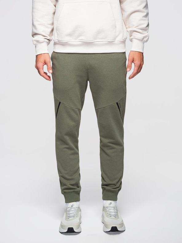 Ombre Clothing Pánske tepláky joggers - olivové V4 OM-PASK-0280 Ombre Clothing