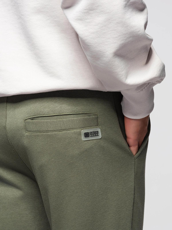 Ombre Clothing Pánske tepláky joggers - olivové V4 OM-PASK-0280 Ombre Clothing