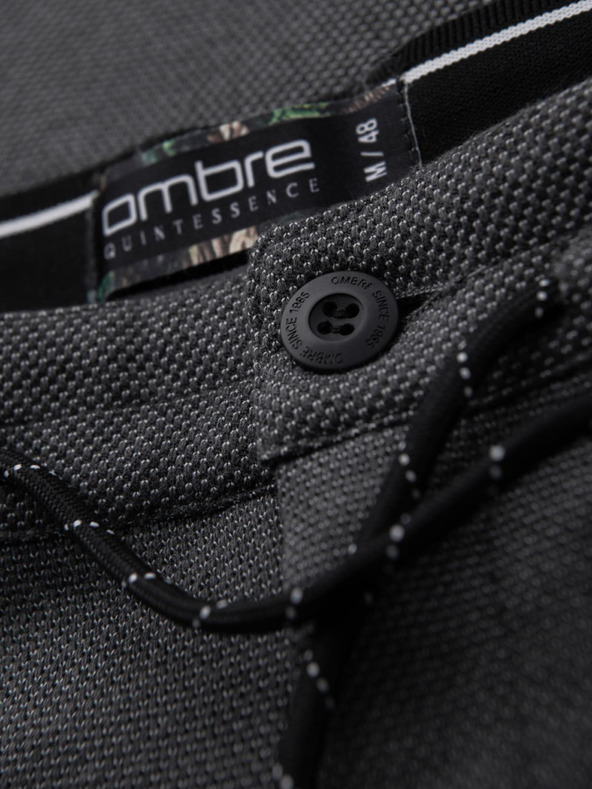 Ombre Clothing Pánske pletené nohavice s elastickým pásom - tmavo sivé V2 OM-PACP-0116 Ombre Clothing