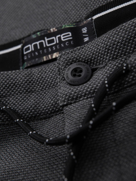 Ombre Clothing Pánske pletené nohavice s elastickým pásom - tmavo sivé V2 OM-PACP-0116 Ombre Clothing