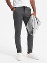 Ombre Clothing Pánske pletené nohavice s elastickým pásom - tmavo sivé V2 OM-PACP-0116 Ombre Clothing