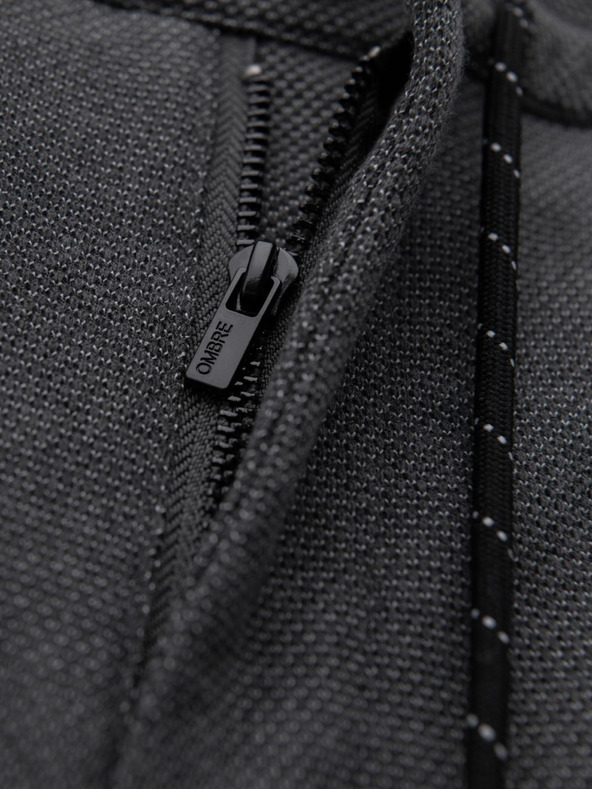 Ombre Clothing Pánske pletené nohavice s elastickým pásom - tmavo sivé V2 OM-PACP-0116 Ombre Clothing