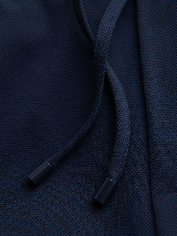 Ombre Clothing Pánske nohavice z piké úpletu s nastaviteľným pásom - tmavo modré V1 OM-PACP-0283 Ombre Clothing