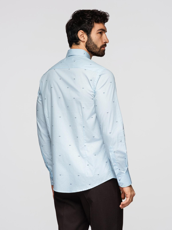 Ombre Clothing Pánska klasická bavlnená košeľa SLIM FIT s mikro vzorom - biela V1 K696 Ombre Clothing