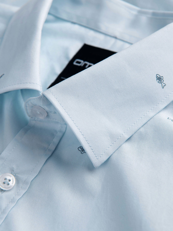 Ombre Clothing Pánska klasická bavlnená košeľa SLIM FIT s mikro vzorom - biela V1 K696 Ombre Clothing