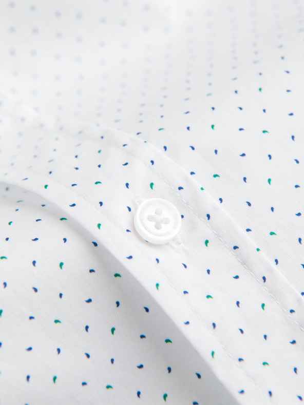 Ombre Clothing Pánska bavlnená košeľa REGULAR FIT s jemným vzorom - biela V1 K698 Ombre Clothing