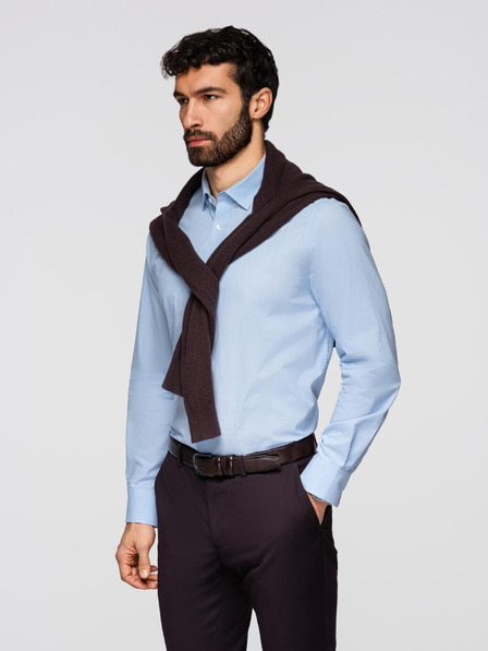 Ombre Clothing Pánska klasická bavlnená košeľa REGULAR - modrá V1 K699 Ombre Clothing