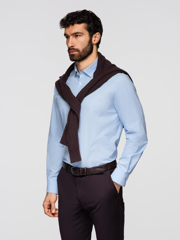Ombre Clothing Pánska klasická bavlnená košeľa REGULAR - modrá V1 K699 Ombre Clothing