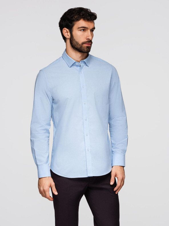 Ombre Clothing Pánska klasická bavlnená košeľa REGULAR - modrá V1 K699 Ombre Clothing