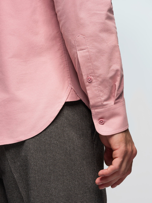 Ombre Clothing Pánska bavlnená košeľa REGULAR FIT s vreckom - ružová V3 K700 Ombre Clothing