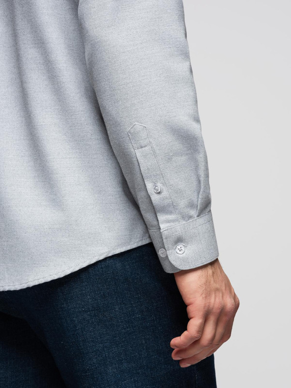 Ombre Clothing Pánska košeľa klasického regular fit strihu - sivá melanž V2 K694 Ombre Clothing