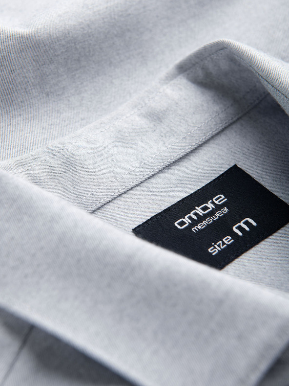 Ombre Clothing Pánska košeľa klasického regular fit strihu - sivá melanž V2 K694 Ombre Clothing