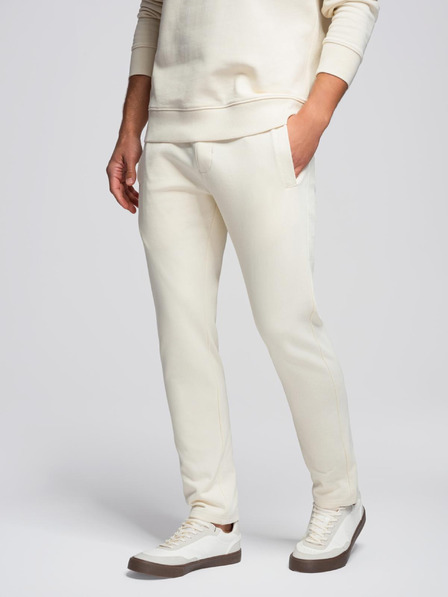 Ombre Clothing Pánska tepláková súprava mikina s okrúhlym výstrihom + nohavice regular fit - krémová V11 Z122 Ombre Clothing