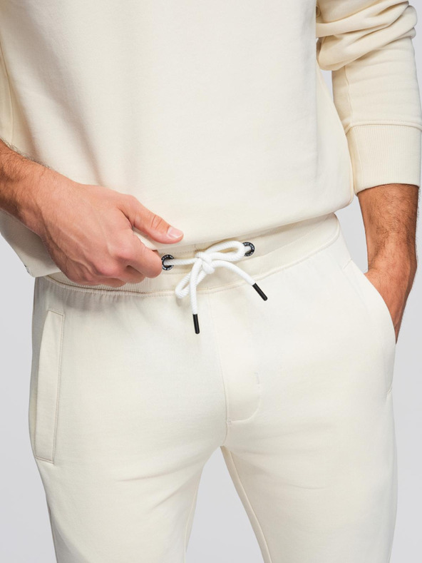 Ombre Clothing Pánska tepláková súprava mikina s okrúhlym výstrihom + nohavice regular fit - krémová V11 Z122 Ombre Clothing