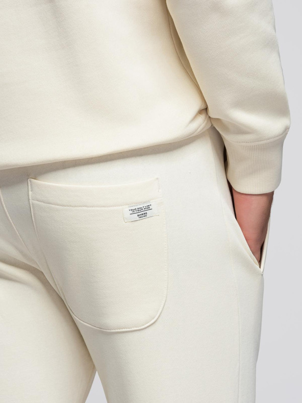 Ombre Clothing Pánska tepláková súprava mikina s okrúhlym výstrihom + nohavice regular fit - krémová V11 Z122 Ombre Clothing