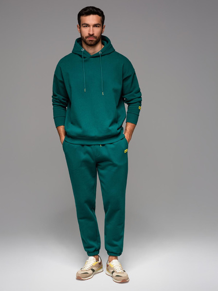 Ombre Clothing UNISEX tepláková súprava mikina + nohavice so šnúrkami v štýle athleisure - tmavá zelená V17 Z111 Ombre Clothing