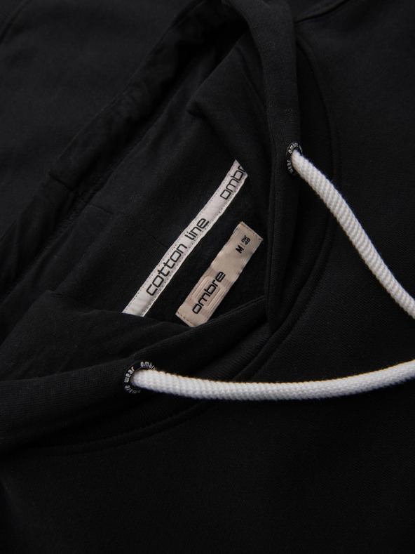 Ombre Clothing Pánska mikina s vreckom na bruchu BASIC s kapucňou - čierna V5 B1674 Ombre Clothing