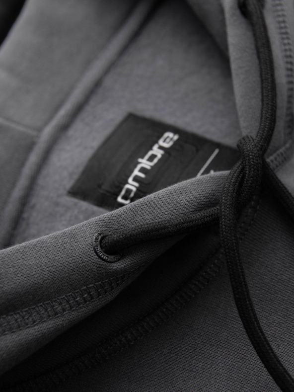 Ombre Clothing Pánska mikina s vreckom na bruchu, výšivkou a kapucňou - grafitová V2 OM-SSNZ-0241 Ombre Clothing