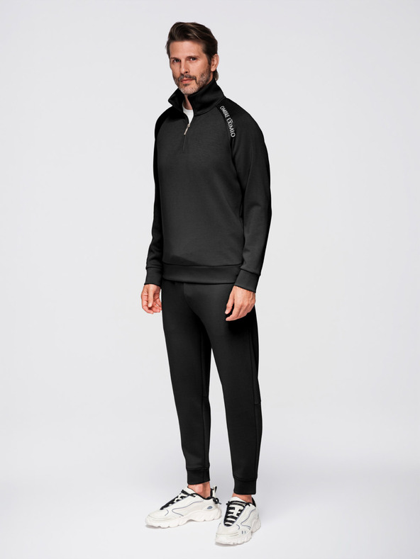 Ombre Clothing Pánska tepláková súprava mikina so stojačekom + nohavice jogger - čierna V1 Z117 Ombre Clothing