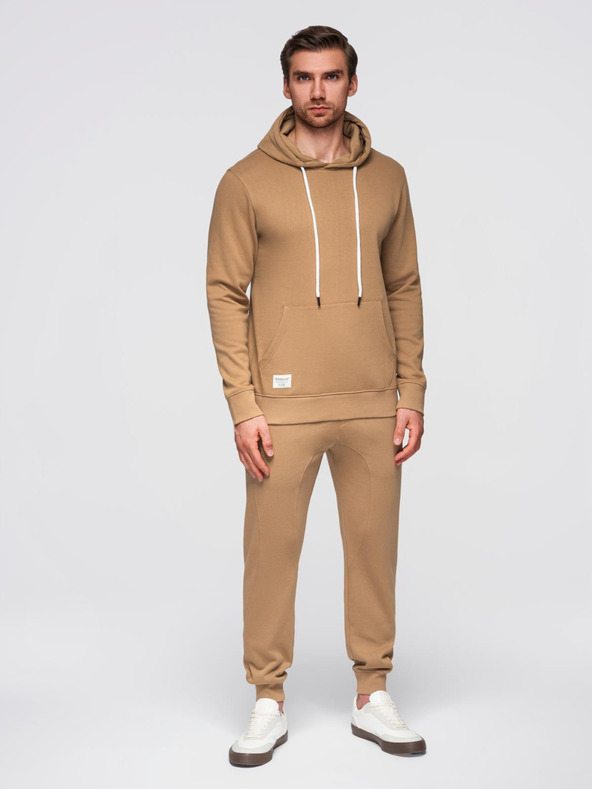 Ombre Clothing Pánska bavlnená tepláková súprava mikina + nohavice jogger - hnedá V2 Z121 Ombre Clothing