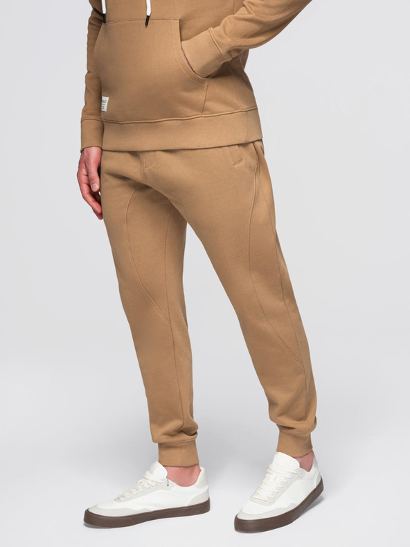 Ombre Clothing Pánska bavlnená tepláková súprava mikina + nohavice jogger - hnedá V2 Z121 Ombre Clothing