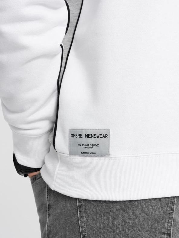 Ombre Clothing Pánska mikina OVERSIZE v kontrastnej farebnej kombinácii - biela a sivá V1 B1673 Ombre Clothing