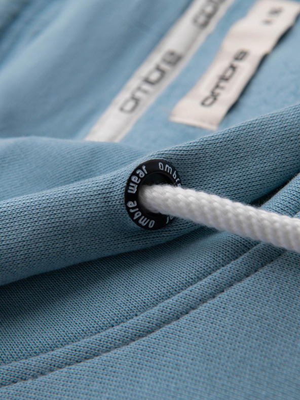 Ombre Clothing Pánska mikina s vreckom na bruchu BASIC s kapucňou - modrá V7 B1674 Ombre Clothing