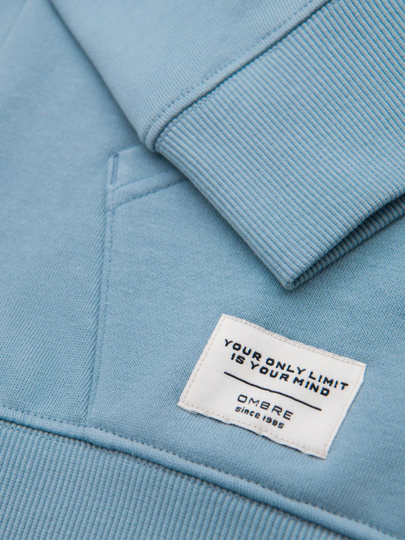 Ombre Clothing Pánska mikina s vreckom na bruchu BASIC s kapucňou - modrá V7 B1674 Ombre Clothing