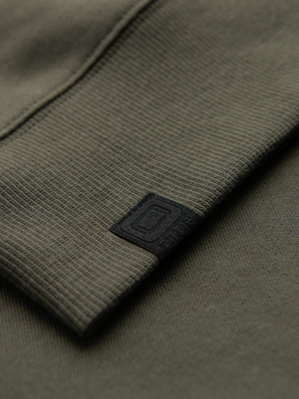 Ombre Clothing Pánska mikina s kontrastným lemovaním a raglánovými rukávmi - olivová V1 OM-SSNZ-0200 Ombre Clothing