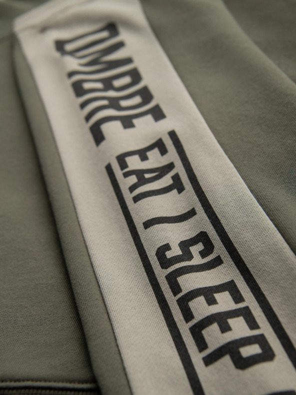 Ombre Clothing Pánska mikina s kontrastným lemovaním a raglánovými rukávmi - olivová V1 OM-SSNZ-0200 Ombre Clothing