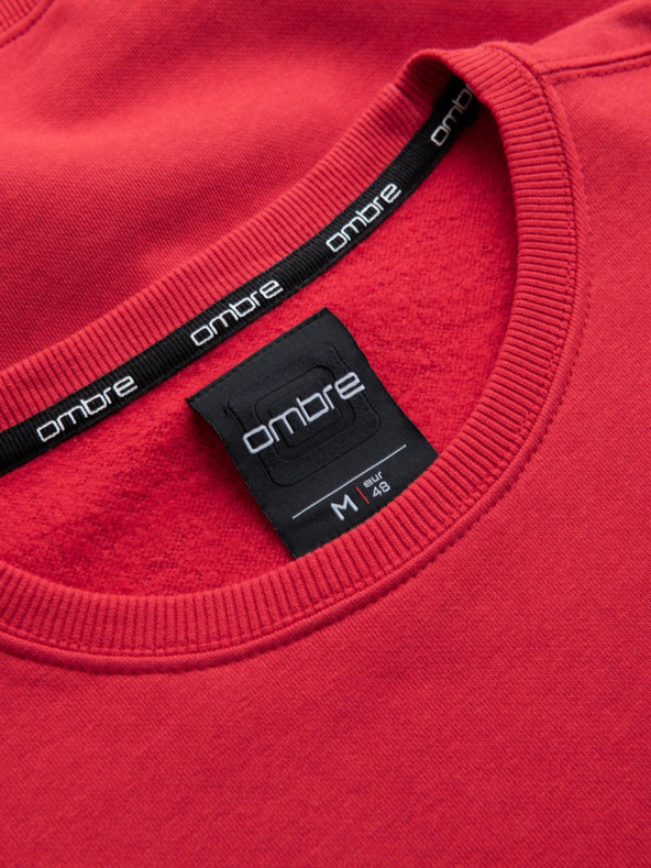Ombre Clothing Pánska mikina s okrúhlym výstrihom a nášivkou - červená V1 B1713 Ombre Clothing