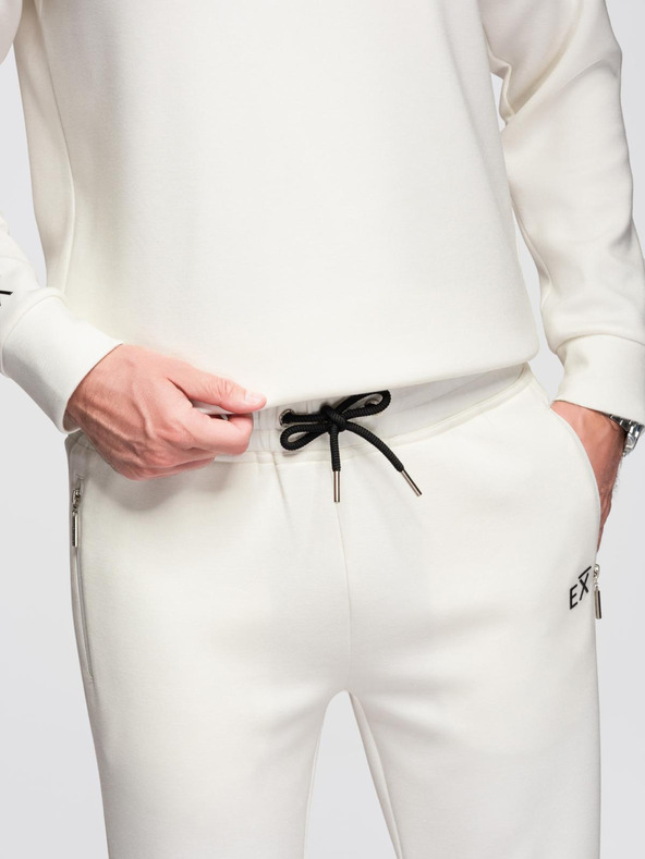 Ombre Clothing Pánska tepláková súprava mikina s golierom + nohavice jogger - ecru V2 Z117 Ombre Clothing