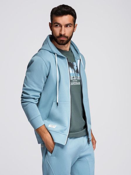 Ombre Clothing Pánska tepláková súprava mikina s kapucňou + nohavice jogger - svetlo modrá V7 Z119 Ombre Clothing
