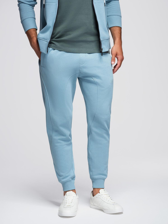 Ombre Clothing Pánska tepláková súprava mikina s kapucňou + nohavice jogger - svetlo modrá V7 Z119 Ombre Clothing