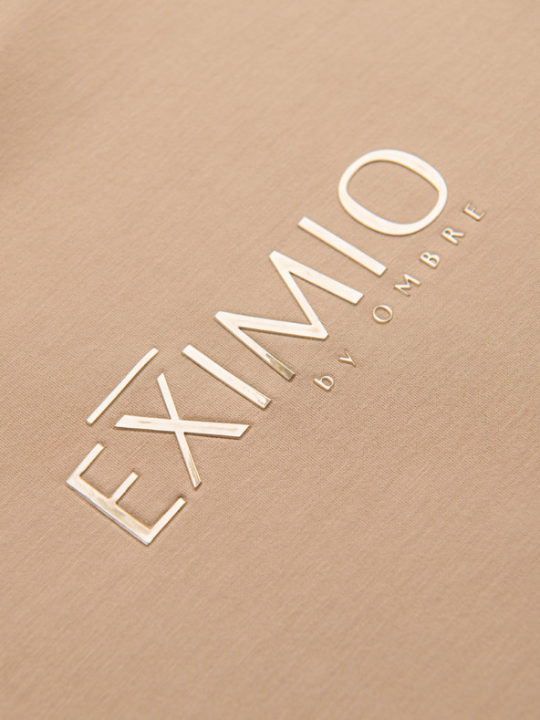 Ombre Clothing Pánska mikina s lesklým potlačou na hrudi - béžová V3 OM-SNBC-0199 Ombre Clothing