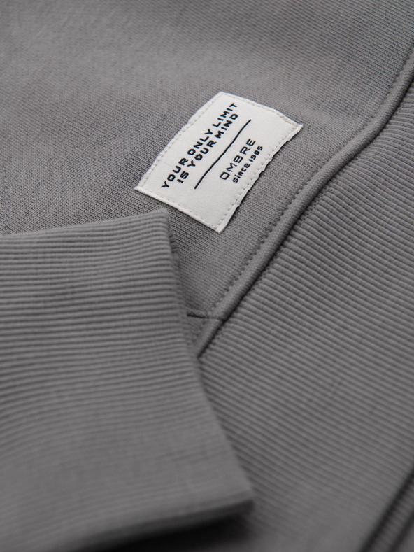 Ombre Clothing Pánska mikina BASIC s vreckom na bruchu a kapucňou - sivá V8 B1674 Ombre Clothing