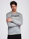 Ombre Clothing Klasická pánska mikina s nápismi - sivá melanž V1 B1711 Ombre Clothing