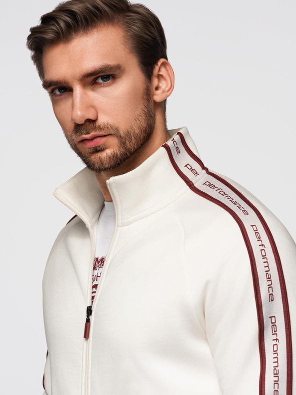 Ombre Clothing Pánska mikináčková súprava elastická mikina + tepláky jogger - biela V2 Z113 Ombre Clothing