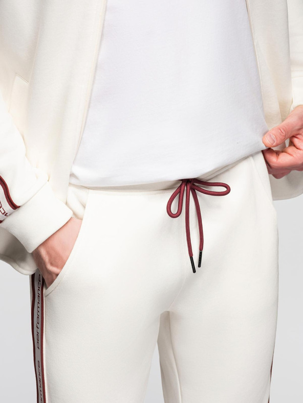 Ombre Clothing Pánska mikináčková súprava elastická mikina + tepláky jogger - biela V2 Z113 Ombre Clothing