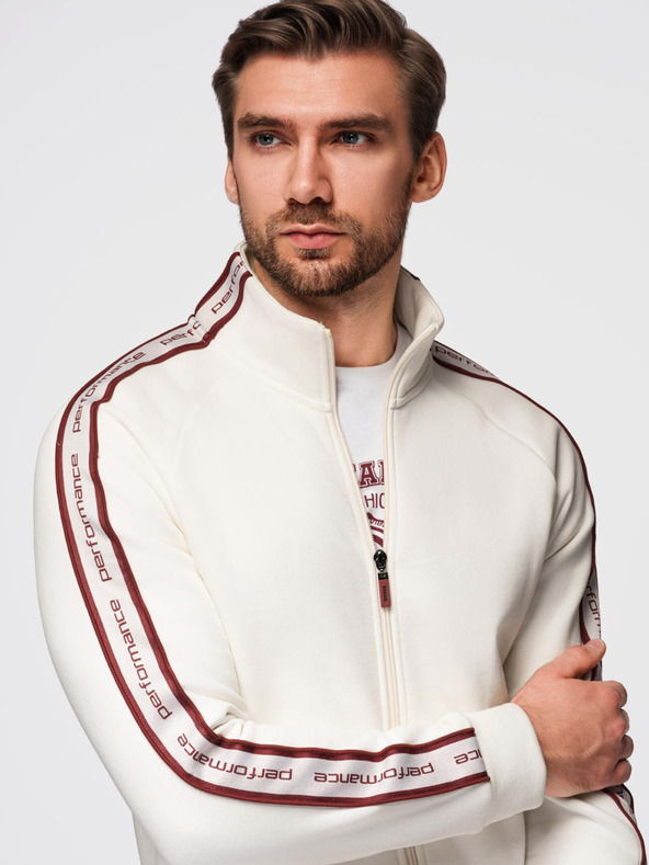 Ombre Clothing Pánska mikináčková súprava elastická mikina + tepláky jogger - biela V2 Z113 Ombre Clothing