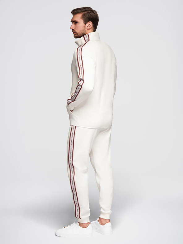 Ombre Clothing Pánska mikináčková súprava elastická mikina + tepláky jogger - biela V2 Z113 Ombre Clothing