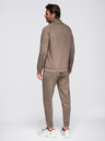 Ombre Clothing Pánska tepláková súprava mikina s límčekom + nohavice jogger - šedohnedá V3 Z117 Ombre Clothing