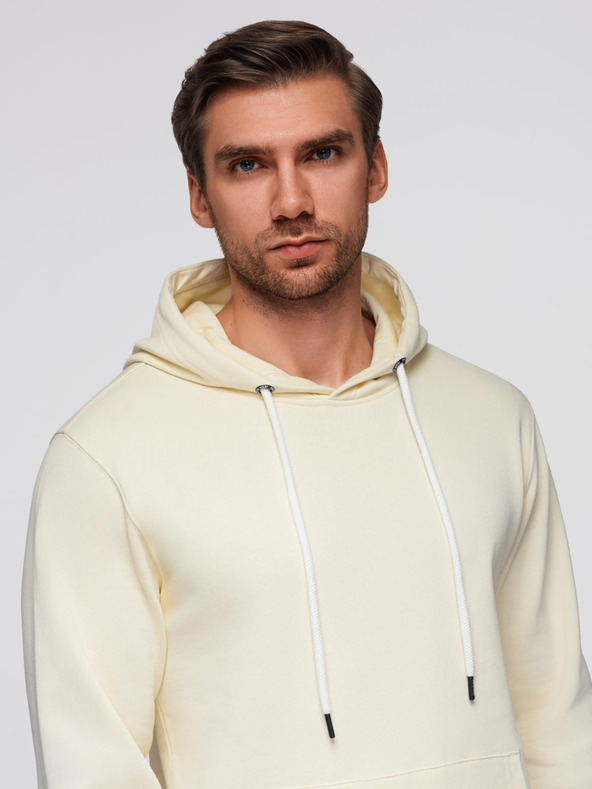 Ombre Clothing Pánska bavlnená tepláková súprava klokaní mikina + nohavice jogger - krémová V11 Z121 Ombre Clothing