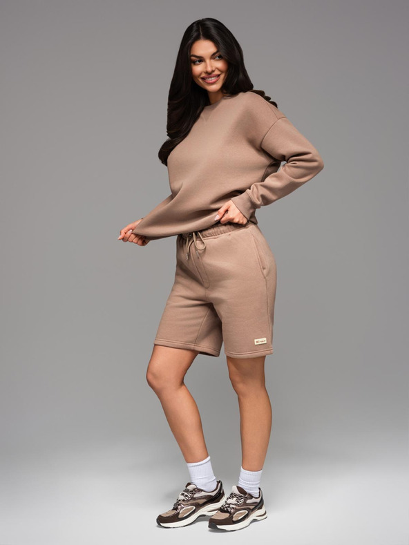 Ombre Clothing UNISEX tepláková súprava mikina + šortky - hnedá V16 Z108 Ombre Clothing